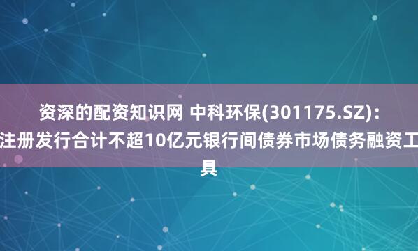 资深的配资知识网 中科环保(301175.SZ)：拟注册发行合计不超10亿元银行间债券市场债务融资工具